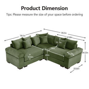 English Elm Oversized Modular Sectional Couch With Deep Seats, 10 Plush Pillows, Premium Corduroy, Easy Assembly W714S01338-GIGA