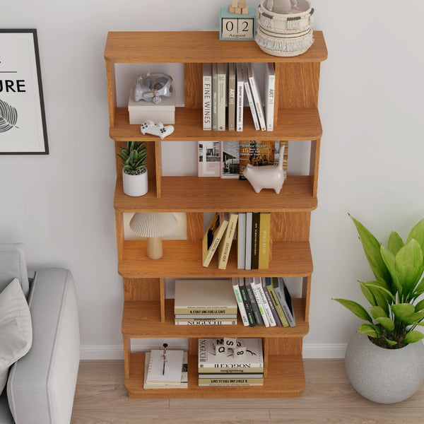 English Elm 31.5" Tall 5-tier Mdf Bookcase Slim Open Shelving Unit for Office Bedroom Living Room Dark Oak W2899P444153