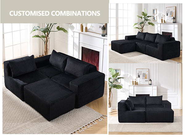 English Elm Modern Minimalist Modular Sectional Sofa – L-Shape Cloud Couch With Right-Facing Chaise For Comfort W2959S00010