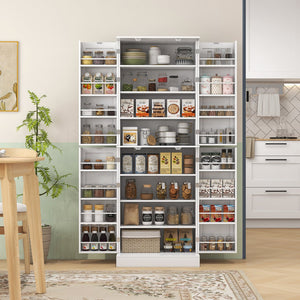 English Elm Homcom 65" Freestanding Kitchen Pantry Cabinet - Modern Storage With Adjustable Shelves & Safety Features W2225P229291