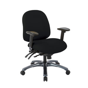 OSP Home Furnishings Multi-function Ergonomic Mid Back Office Chair with Lumbar Support and Titanium Base Black 8512-R107