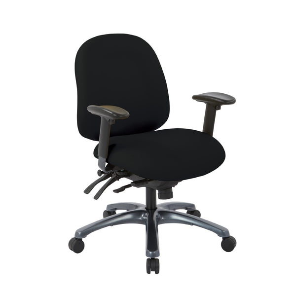 OSP Home Furnishings Multi-function Ergonomic Mid Back Office Chair with Lumbar Support and Titanium Base Black 8512-R107