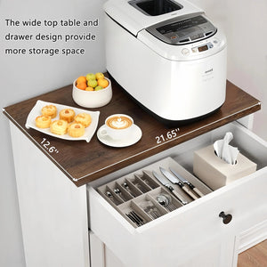 English Elm Tilt Out Trash Can Cabinet 10 Gal Hidden Tilt Design with 2 Drawers Farmhouse MDF Organizer White W3204P364054