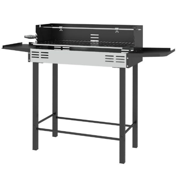 English Elm 3-level Charcoal Grill with Manual Rotisserie Stainless Steel Patio Cooker Foldable Shelves T3971P425079