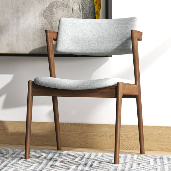 English Elm Ashcroft Furniture - Edwin Mid-Century Light Gray Fabric Dining Chairs Set of 2 — Solid Wood, Cushioned, Versatile Seating, 31.3"H B183P232083