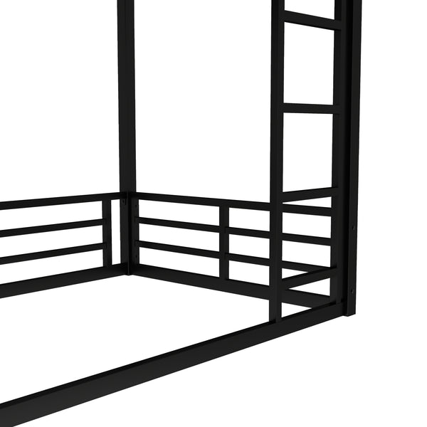 English Elm Metal Twin Xl Bunk Bed Frame - Heavy-Duty, Noise-Reduced Design For Kids, Teens & Adults, Black Finish W1580S00157