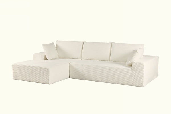 English Elm Cozyform Convertible Sectional Sofa In Ivory Corduroy - Plush, Space-Saving Sleeper For Modern Living B2735P359715