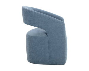 Sunpan LLORET Wheeled Dining Armchair in Danny Iceberg - Stylish, Comfortable, and Effortlessly Mobile Seating 109918V