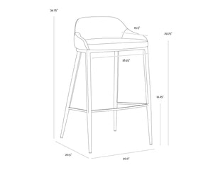 Sunpan ASTRA Barstool - Contemporary Comfort with Ivanhoe Pine Faux Leather & Sturdy Iron Legs, 34.75” H 112485