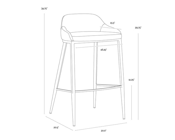 Sunpan ASTRA Barstool - Contemporary Comfort with Ivanhoe Pine Faux Leather & Sturdy Iron Legs, 34.75” H 112485