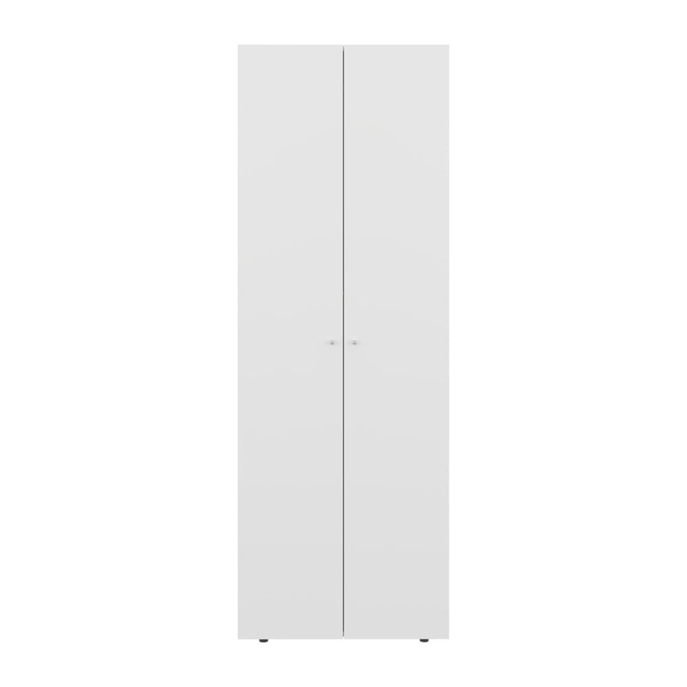 English Elm Home 2 Doors Closet System Armoire with Hanging Rod & Shelf, Compact 66.9" Tall White Storage Solution B200P350352