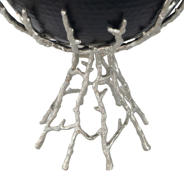 English Elm 11x11x13.8" Aluminum Twig Stand Bowl Nickel Matte Black Organic Modern Centerpiece W2078P489709