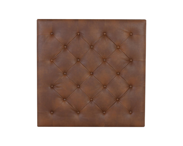 Sunpan Endall Ottoman - Elegant Square Design with Button Tufting Perfect for Coffee Table or Extra Seating Black / Bravo Cognac