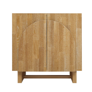 English Elm 2 door cabinet Natural Finish Particle Board+MDF with Adjustable Shelf, Wall-Mount Safety, Scratch-Proof Pads (37.2x18.5x8.5) W688P276736