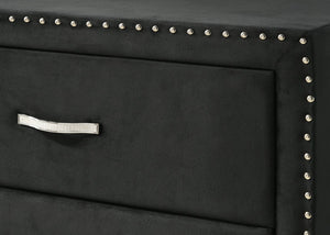 English Elm Glam Six Drawer Velvet Dresser Tufted Nailhead Trim Tempered Glass Top Bedroom B2741P422557