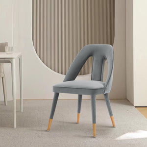 English Elm Neda Upholstered Velvet Dining Chair with Gold-Tip Elm Frame, T-Back Comfort, Commercial 330 lb Capacity Grey B365P397700