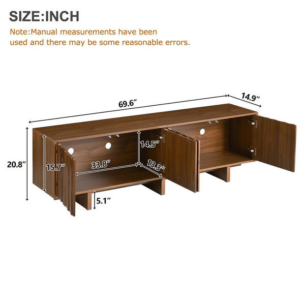 English Elm Retro Wood Grain Media Console Wavy Door Cabinet for Living Room Tvs 75 In N721P379534D