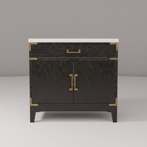 English Elm Black Oak Single Bath Vanity With Cultured Marble Top – Elegant Design, Ample Storage & Soft-Close B2731P260910
