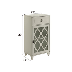 English Elm Ceara White Finish Accent Table with Drawer & Glass Door, Tapered Legs, Compact Storage and Style B2726P270524