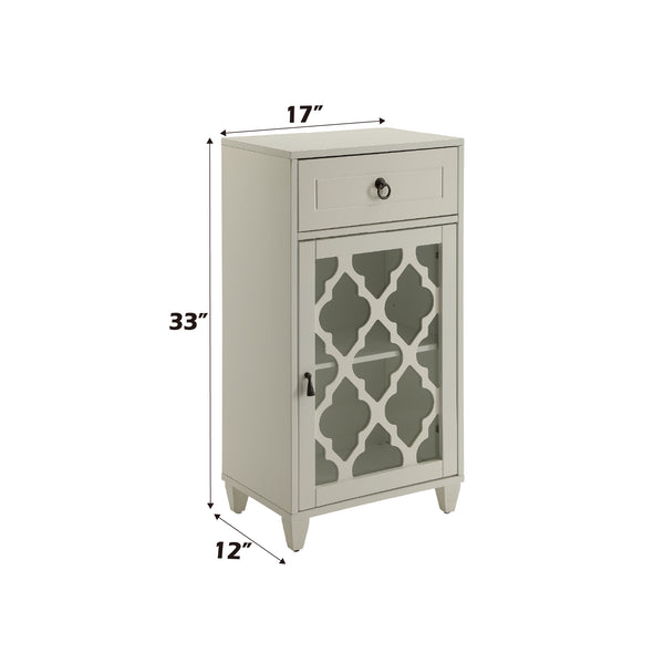 English Elm Ceara White Finish Accent Table with Drawer & Glass Door, Tapered Legs, Compact Storage and Style B2726P270524