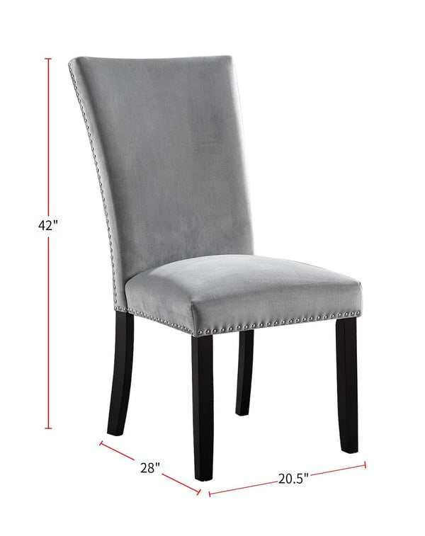 English Elm Attractive Transitional 2pc Side Chairs Set with Padded Flannelette Seats and Nailhead Trim, Stylish Dining Seating Black,Light Gray 45 L x 17 W x 23 H B011P246253