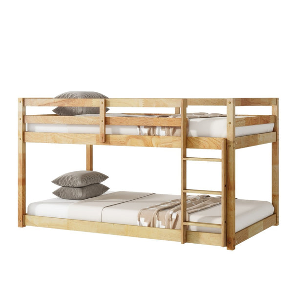 English Elm Solid Wooden Twin Over Twin Floor Bunk Bed - Safe, Stylish, And Functional With Natural Finish Design W504P191673-GIGA