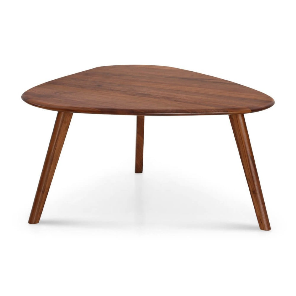 English Elm Triangular Solid Walnut Nesting Tables Two Piece Set for Modern Living Rooms B353S00015