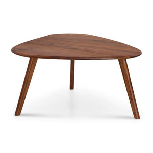 English Elm Triangular Solid Walnut Nesting Tables Two Piece Set for Modern Living Rooms B353S00015