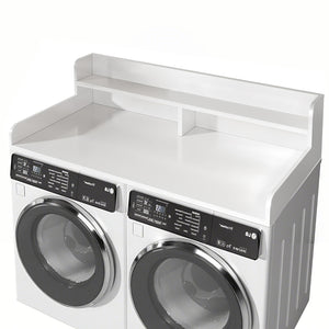 English Elm 2-Tier Washer and Dryer Countertop 54" x 27.5" Laundry Topper with 2.75" Guard for Folding Space White W3101P351070