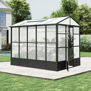 English Elm 7.5x10ft Outdoor Aluminum Polycarbonate Greenhouse Auto Vent Backyard Garden Growing Space W1859P347433