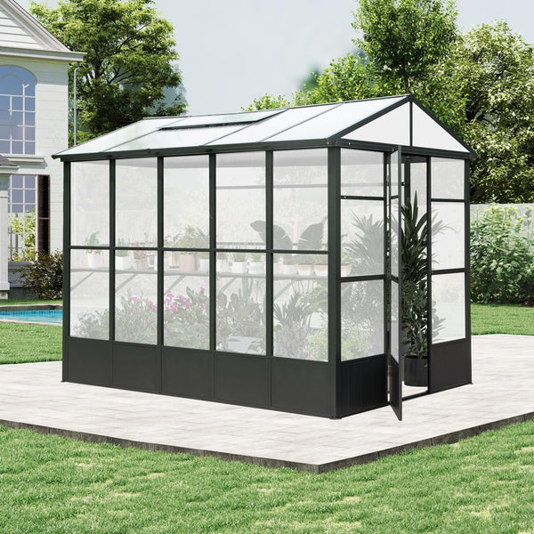 English Elm 7.5x10ft Outdoor Aluminum Polycarbonate Greenhouse Auto Vent Backyard Garden Growing Space W1859P347433