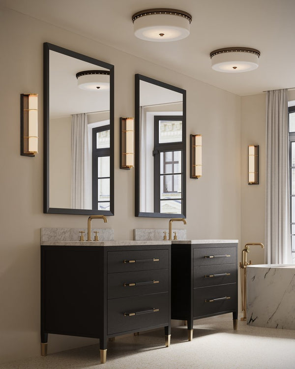 Currey & Company Barnabe Brass Flush Mount Light - Elegant Design With Adjustable Led & Opaque Glass Diffuser For Style Black Glass ,Metal 9999-0079-currey-company