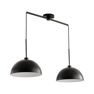 English Elm 41" Industrial Modern Black Double Pendant Light – Adjustable Matte Iron Ceiling Lamp, 2xE26, 60W Each, Hard-Wired, Ideal for Dining, Kitchen, Living Room W1340P251921