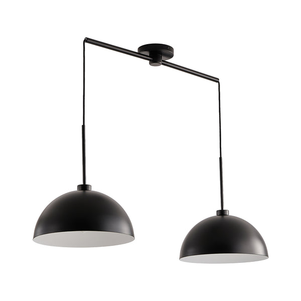 English Elm 41" Industrial Modern Black Double Pendant Light – Adjustable Matte Iron Ceiling Lamp, 2xE26, 60W Each, Hard-Wired, Ideal for Dining, Kitchen, Living Room W1340P251921