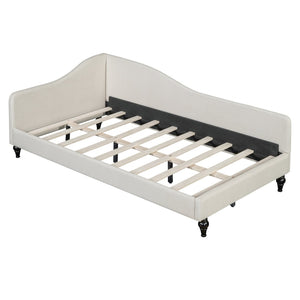 English Elm Twin L-shaped Linen Daybed with Solid Wood Legs for Bedroom or Studio Lounging SF100145AAA-1