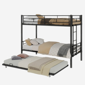 English Elm Heavy-duty Metal Twin over Twin Bunk Bed Black – Rust-Resistant Steel, Safety Rail, Non-Slip Ladder W1935P294225