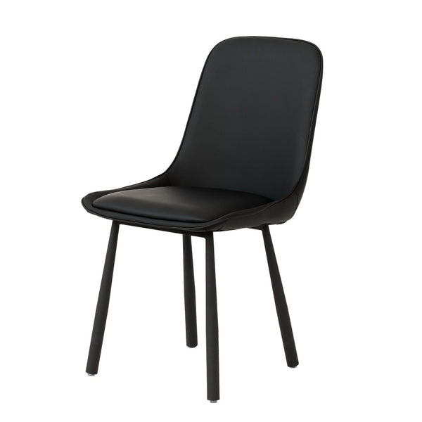 English Elm Modern Nordic Faux Leather Upholstered Dining Chairs Iron Legs Kitchen Set of 2 Black W1535P460712