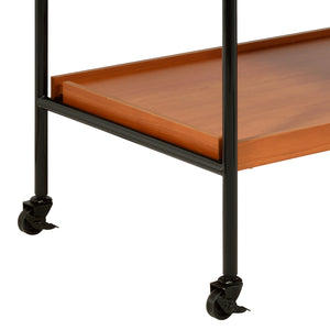 English Elm Honey Honey Oak and Black Serving Cart with Stemware Rack, 3 Adjustable Trays, Casters for Easy Mobility B062P184582