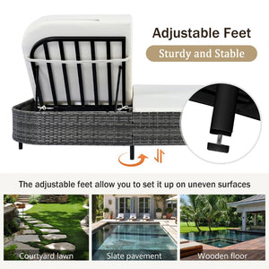 English Elm Trexm Outdoor Pe Rattan Daybed Dual Adjustable Backrests Iron Frame Poolside Lounger N715P250512B