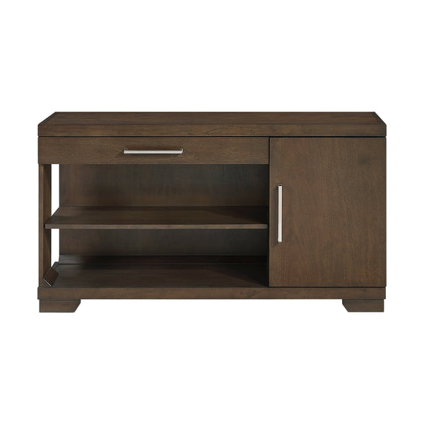 English Elm Modern Mango Veneer End Table with Dovetail Drawer and Open Shelf, Nickel Pull, Contemporary Storage Design Espresso 53.5 L x 19.5 W x 31.5 H B011P387101