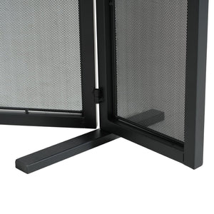 English Elm Quiana Three Panel Wrought Iron Hearth Screen Matte Black Mesh for Modern Loft Decor N775P386892B