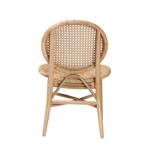 English Elm Mid-century Woven Rattan Dining Chair with Circular Back and Black Lacquered Legs B2750P467640