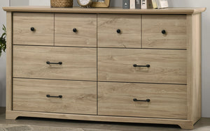English Elm Elettra Six Drawer Wide Dresser Light Oak Laminate with Matte Black Hardware B2749P413341
