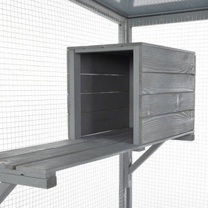 English Elm 70-inch Pinewood Outdoor Cat Enclosure Rolling Catio with Climbing Platforms Sunshine Roof W2181P356035