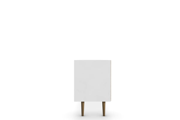 English Elm Liberty 71" Mid-Century TV Stand with Splayed Solid Wood Legs, Wire Management & Storage Drawer Natural+White B365P398349