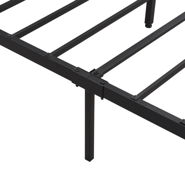 English Elm Queen Metal Platform Bed Frame with Wooden Headboard & Footboard, USB/Outlets, LED Remote, 2 Drawers, 600LB Limit, Black-Brown W2297P236942