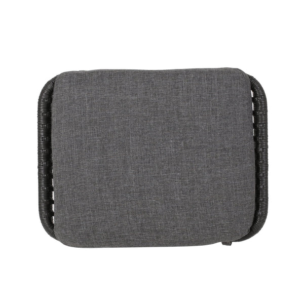 English Elm Christopher Knight Home® - Montana Faux Rattan Outdoor Ottoman Set of 2 with Water-Resistant Gray Cushions, Steel Frame Durable 65045.00GRY