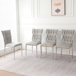 English Elm Modern Velvet Upholstered Dining Chairs Set of 2 with Electroplated Legs for Kitchen Light Gray W210P301597
