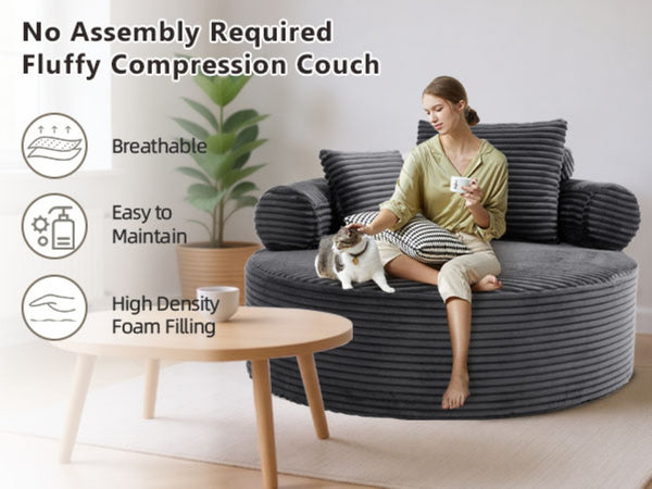 English Elm Round Sectional Sleeper Sofa Memory Foam Cloud Couch for Contemporary Living Spaces W3224P444274
