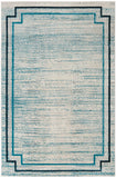 Unique Loom Oasis Fountain Machine Made Border Rug Blue, Ivory/Navy Blue/Gray 6' 0" x 9' 0"